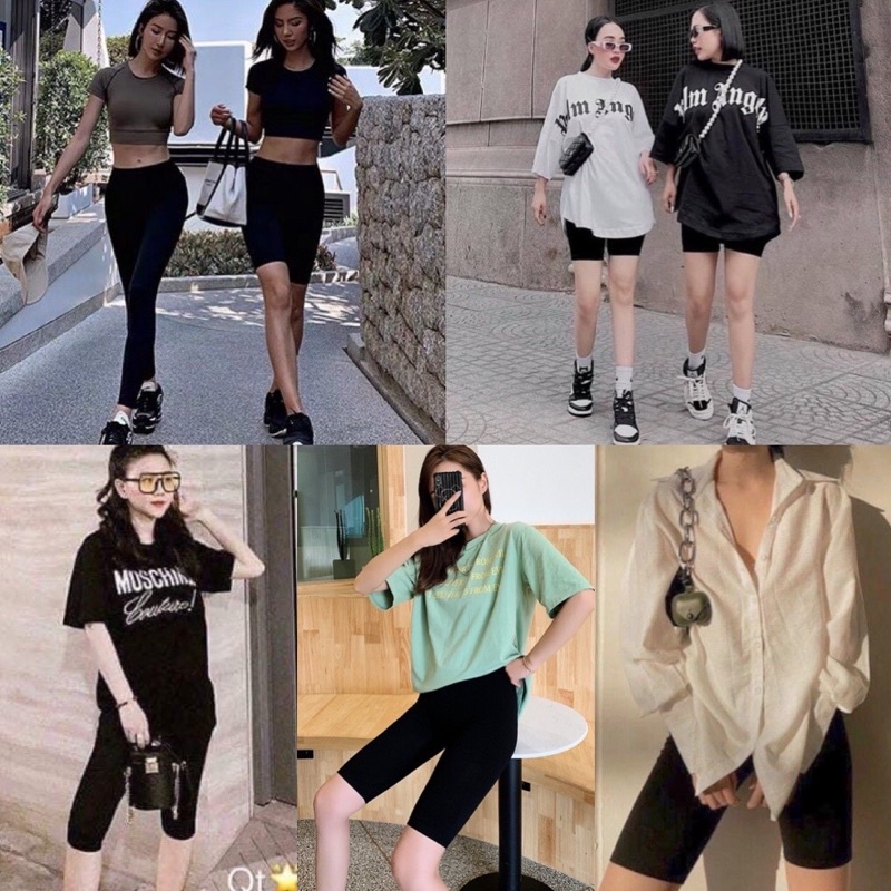 Quần legging ngố nữ Thái Lan Vamivo cạp chun cao siêu co giãn, mặc thoải mái dài 46cm, freesize 40-65 kg