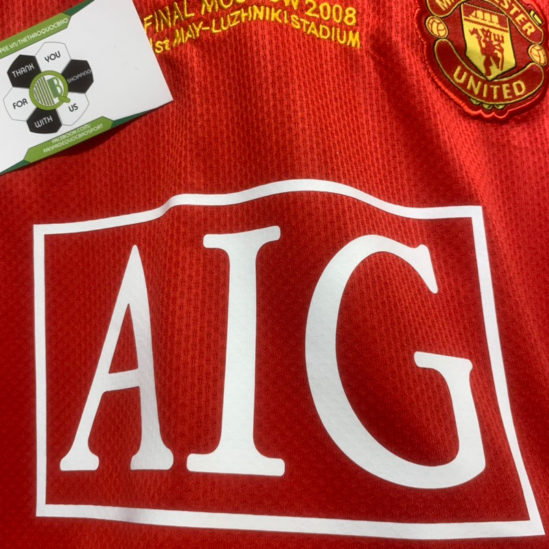 Bộ áo bóng đá ManU AIG Sân Nhà mùa 2007-2008 và 2008-2009
