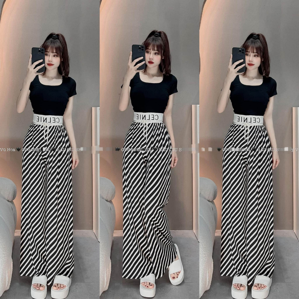 Đồ bộ nữ, set đồ bộ quần ống rộng đai cao lưng bản to có túi rút dây kèm áo croptop ôm cổ vuông tay ngắn, set bộ đồ nữ