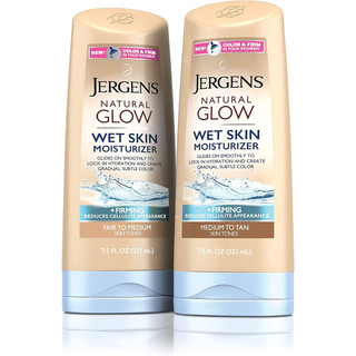 Dưỡng Thể dùng cho da ẩm ướt giúp săn và nhuộm nâu da Jergens Natural Glow Wet Skin Moisturizer + Firming 221ml (Mỹ)