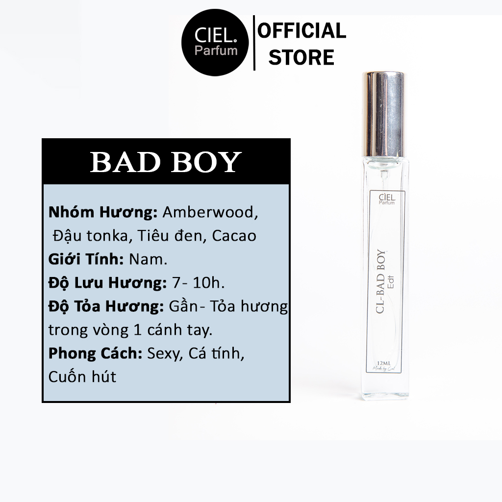 Nước hoa nam CL BAD BOY Edt chính hãng cao cấp CIEL Parfum phong cách sexy, cá tính, cuốn hút