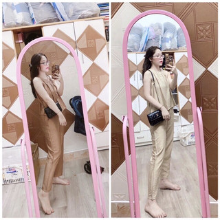 Sét đũi áo yếm quần baggy, bộ đũi áo yếm quần baggy 2 màu nâu/be chất đũi mềm mát T775 - YADO