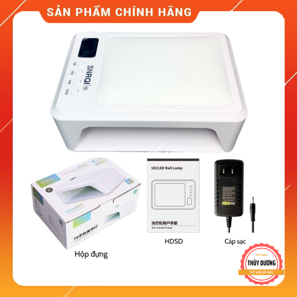 Máy hơ gel SNRQI T8 chính hãng 72W 60 bóng LED/UV - Máy hơ móng làm nail khoang rộng, có đệm kê tay (Bảo hành 3 tháng)