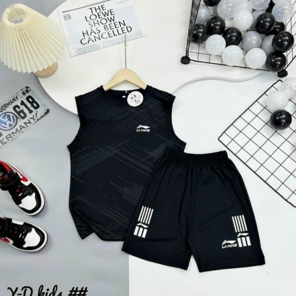 Set bộ thể thao ba lỗ dành cho bé trai 15-48kg. Chất liệu thun lạnh mát, co dãn tốt. HA28