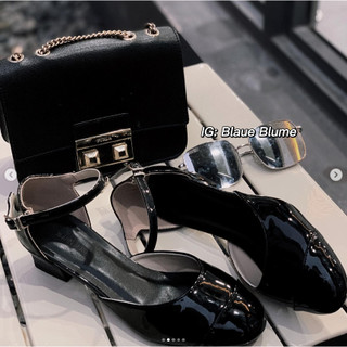 𝐁𝐥𝐚𝐮𝐞𝐁𝐥𝐮𝐦𝐞🦋 Giày MaryJane Blaue Blume Ivory & Back dupe CN gót 4cm - sandal nữ thời trang