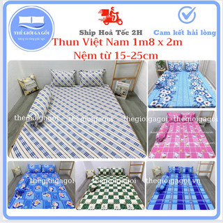 Drap lẻ, Ga giường lẻ thun lạnh Việt Nam cao cấp dùng cho nệm 1m8 x 2m nệm cao 15-25cm