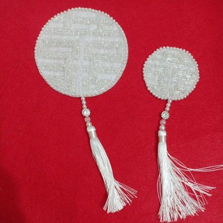 Song hỷ kết cườm cặp 14cm và 8cm