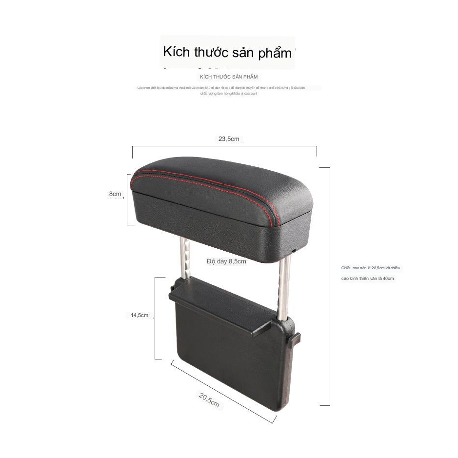 Hộp tì tay ô tô nhét kẽ xe, bệ để tay xe hơi kết hợp sạc không dây phù hợp mọi loại xe