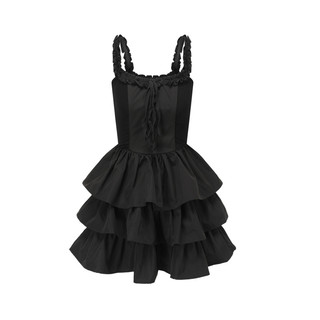 đầm 2 dây đen phong cách cá tính gothic