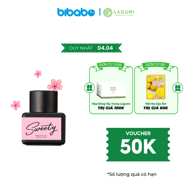 Nước hoa vùng kín Lagumi Sweety cho nữ dưỡng ẩm, giảm thâm, chống lão hóa cho chị em quyễn rũ & sexy mua 1 tặng 1