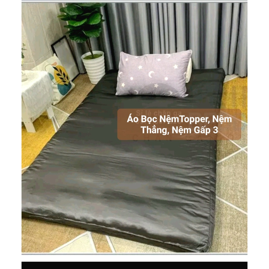 💥GIÁ SỐC💥 Aó bọc nệm topper, nệm thẳng, nệm gấp, vải phi lụa siêu mát bọc nệm 2 mặt có khóa kéo bảo vệ nệm_Hàng may đẹp