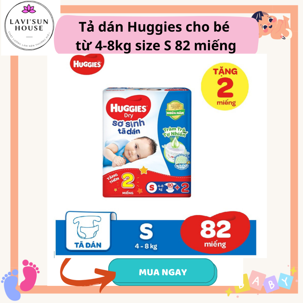 Bĩm dán Huggies  sơ sinh  cho bé 4-8kg tặng kèm thêm miếng,tã dán huggies s60miếng , s82 miếng mẫu tràm trà