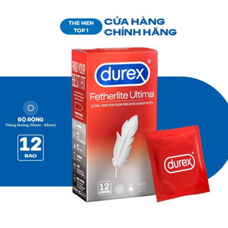 Bao cao su Durex Fetherlite Ultima siêu mỏng, size 52mm, hộp 12 bao - chính hãng