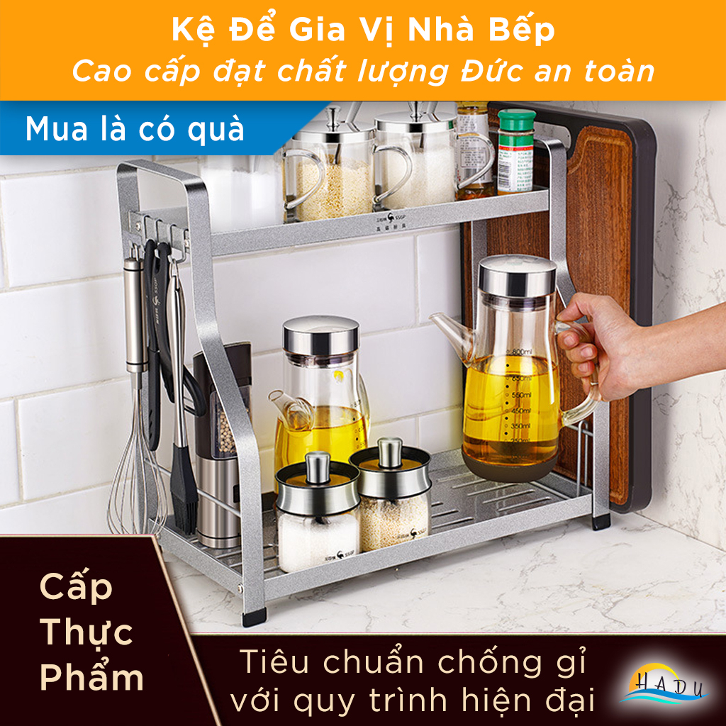 Kệ Đựng Gia Vị Nhà Bếp 2 Tầng Inox 304 Cao Cấp Đạt Chất Lượng Đức SSGP