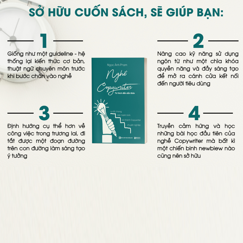 Sách - Nghề Copywriter Từ thích đến dấn thân - 4 nấc thang trên hành trình trở thành copywriter chuyên nghiệp
