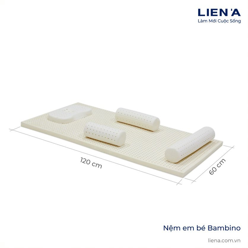 Nệm Cao Su Em Bé Liên Á Bambino - Cao 2cm - Đệm cũi em bé cao su thiên nhiên 100%