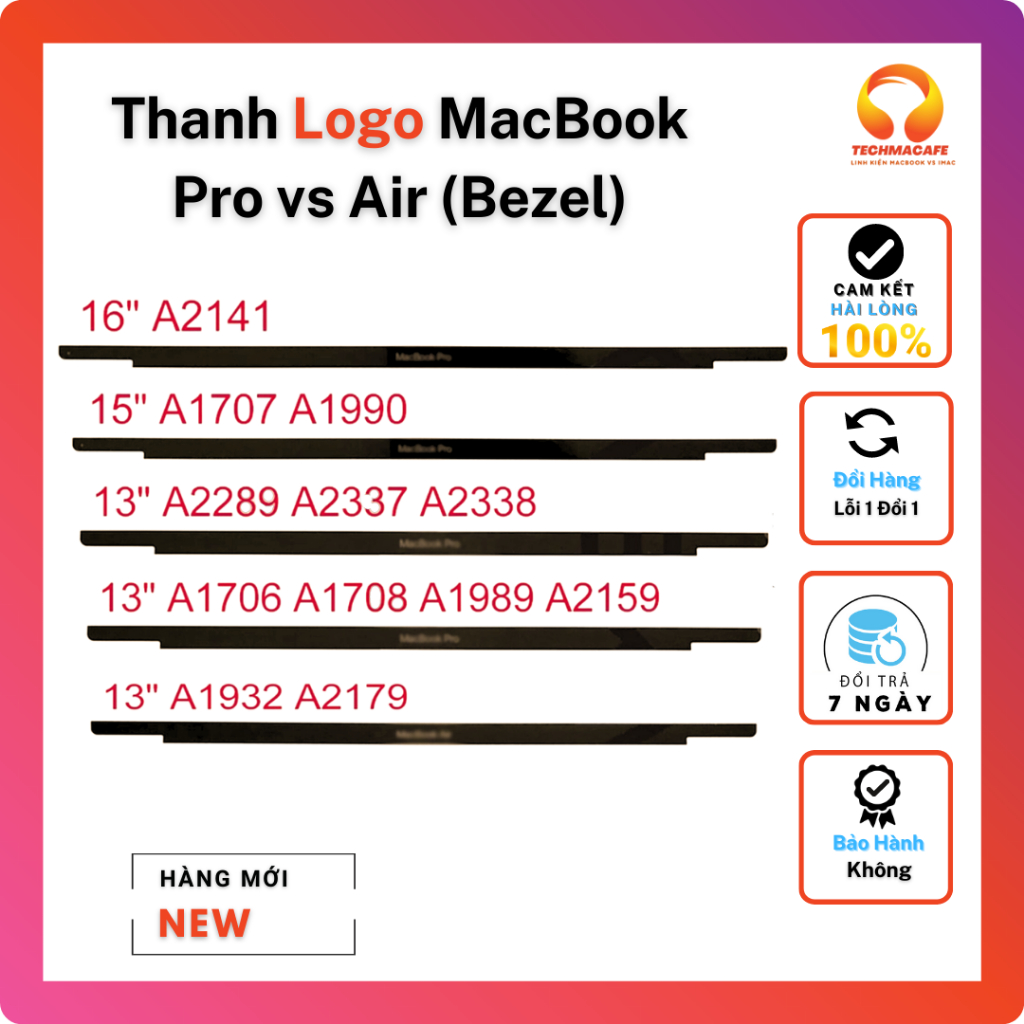 Thanh Logo cho Táo Pro / Air loại 13" 15" 16" chất liệu kính zin