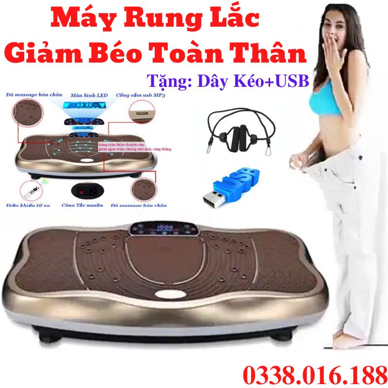 Máy tập rung lắc giảm cân toàn thân có kết nối Bluetooth, kết hợp tập yoga tại nhà, Bảo hành 5 năm, Tặng kèm dây kéo