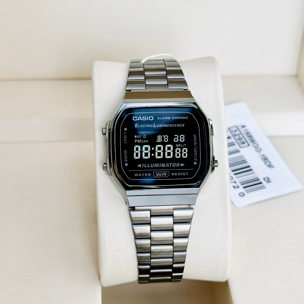 Đồng hồ điện tử  nam nữ dây thép Casio A168WGG-1B