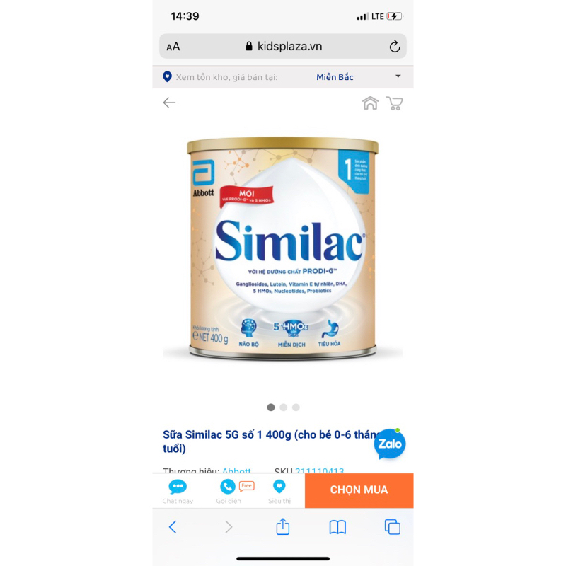 Sữa similac số 1 5G HMO 400g