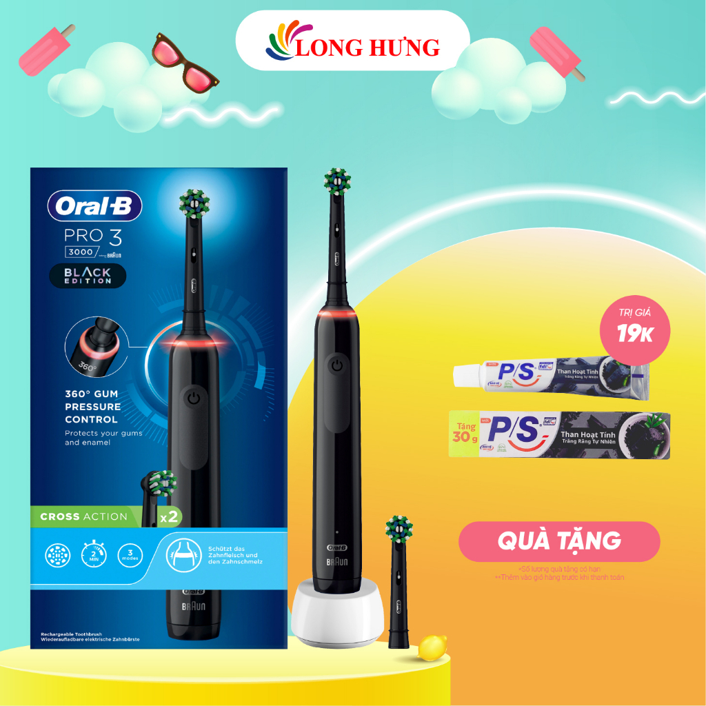 Bàn chải điện Oral-B Pro 3 3000 CrossAction - Hàng nhập khẩu