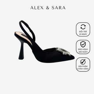 Giày cao gót Slingback nữ mũi nhọn hở gót 8,5cm đính đá Aria sang trọng phù hợp đi tiệc, đi chơi ALEX & SARA| AL05