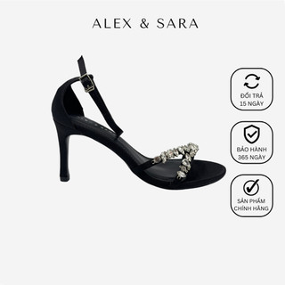 Giày sandal cao gót 7,5cm đính đá quai chữ Y mũi tròn Brenna thiết kế sang trọng đi tiệc, đi chơi ALEX & SARA| AL03
