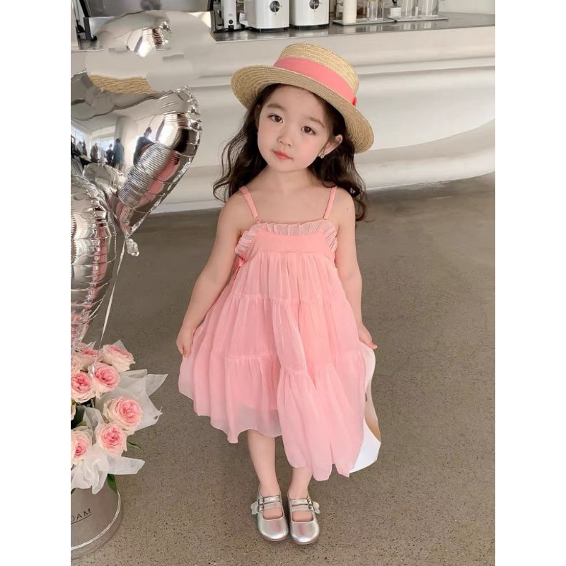 ĐẦM ĐI TIỆC VÁY VOAN TƠ CÔNG CHÚA DỄ THƯƠNG HAIVANCO bé gái 10 đến 40 kg mềm mại và thoáng mát đi học đi chơi đều đẹp