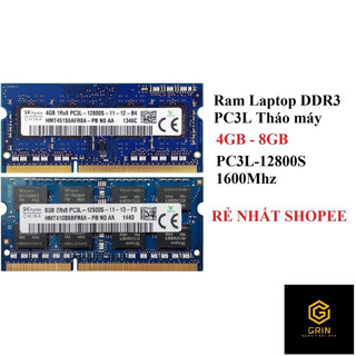 Ram laptop 4Gb - 8Gb DDR3 PC3L Bus 1600Mhz tháo máy nhập khẩu