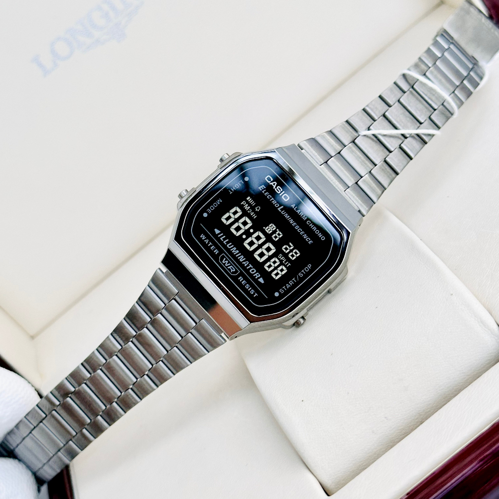 Đồng hồ điện tử  nam nữ dây thép Casio A168WGG-1B