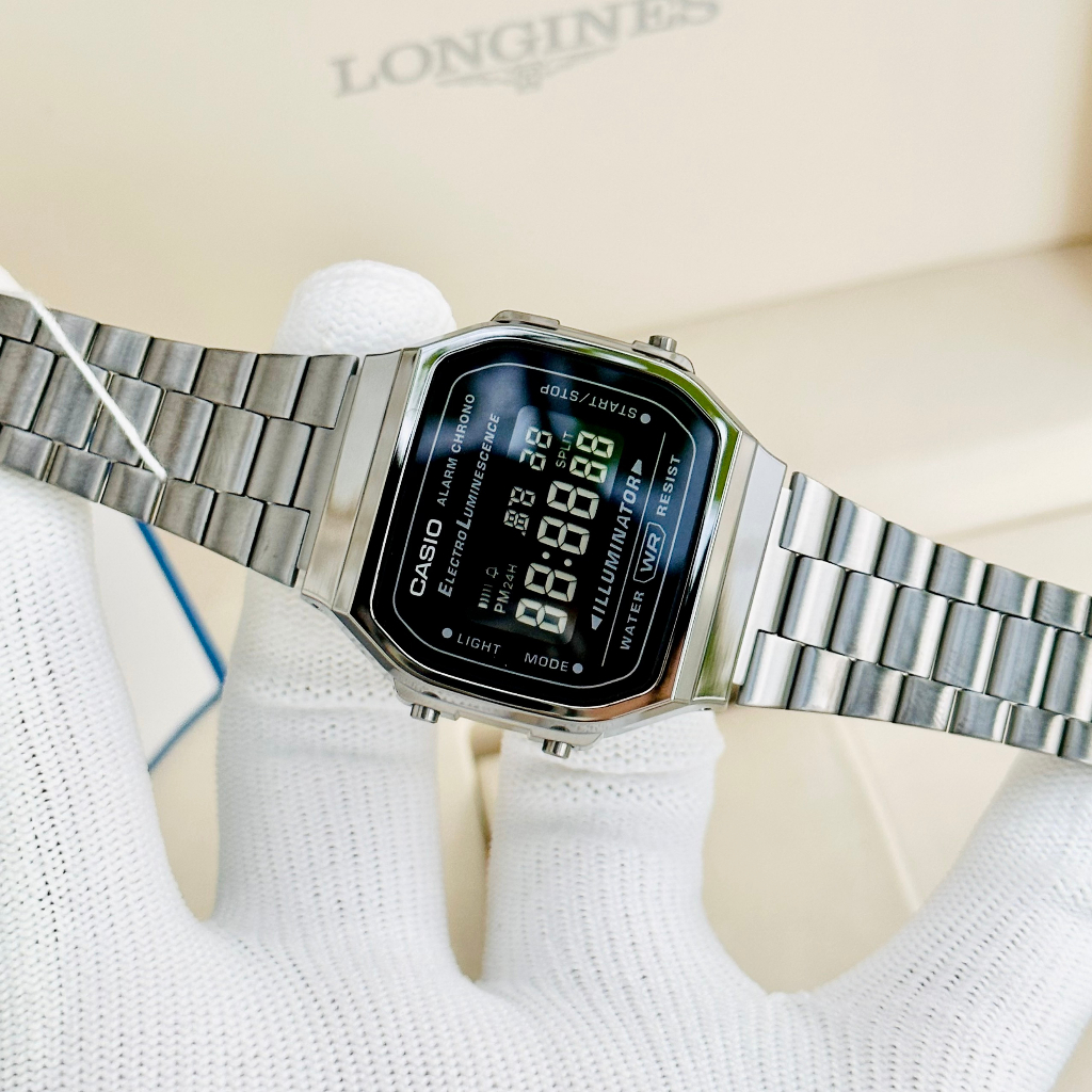 Đồng hồ điện tử  nam nữ dây thép Casio A168WGG-1B