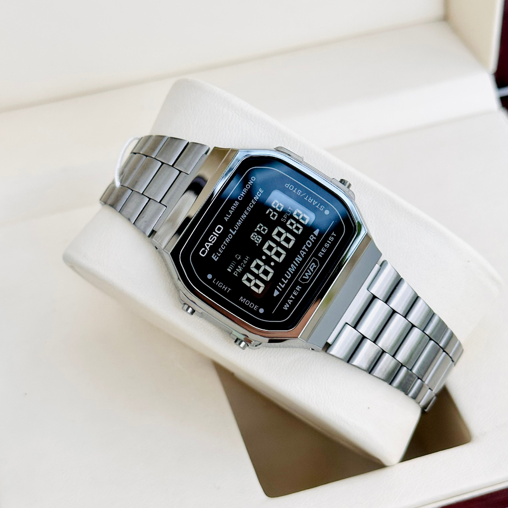 Đồng hồ điện tử  nam nữ dây thép Casio A168WGG-1B