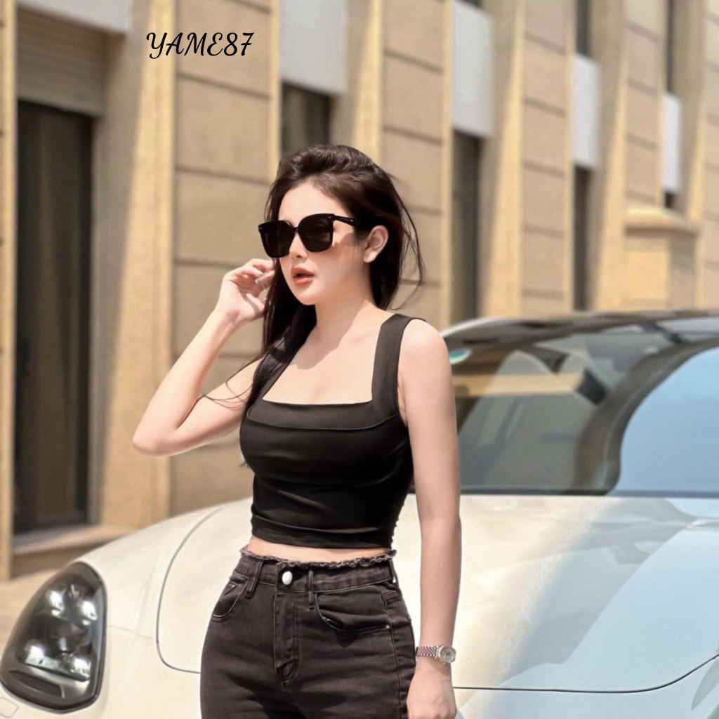 Áo croptop 4 màu - Áo 2 dây bản to - Áo nữ hàng thiết kế co giãn 4 chiều mix được phong cách đa dạng