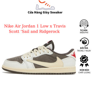 Giày Sneaker Travis Scott x Air Jordan 1 Low Reverse Mocha Màu Nâu Trắng Cổ Thấp