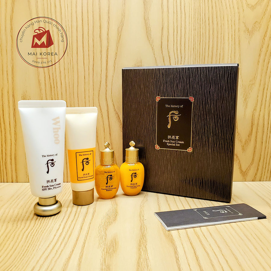 Set kem chống nắng Whoo Fresh Sun Cream hoàng cung cao cấp làm mát da, hạ nhiệt SPF50+/PA++++