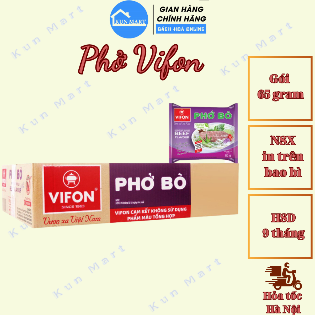 [MÃ NSF4P215 GIẢM 15K ĐƠN 50K] Phở Vifon Các Loại gói 65g