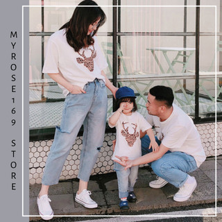 Áo Thun In Đồng Phục Gia Đình Hình Nai Da Beo Áo Phông Gia Đình MYROSE169