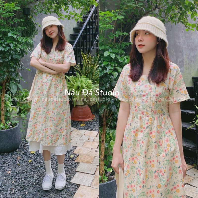 ĐẦM/VÁY XÔ HOA NHÍ NÀNG THƠ  - NÂU ĐÁ STUDIO.