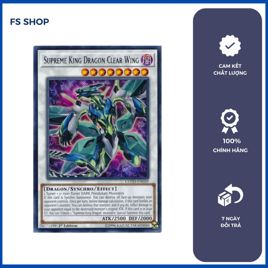 Thẻ bài Yugioh Chính Hãng  Set 4 Rồng Supreme King – Rare