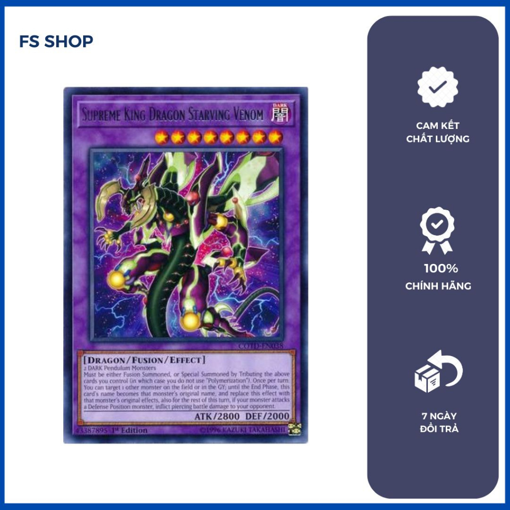 Thẻ bài Yugioh Chính Hãng  Set 4 Rồng Supreme King – Rare