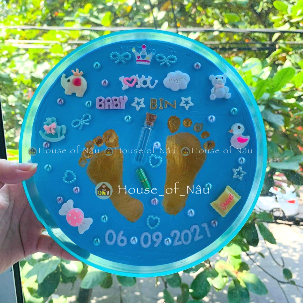 Khung in dấu tay chân kỉ niệm cho bé  - Tặng kèm chữ tên và ngày sinh