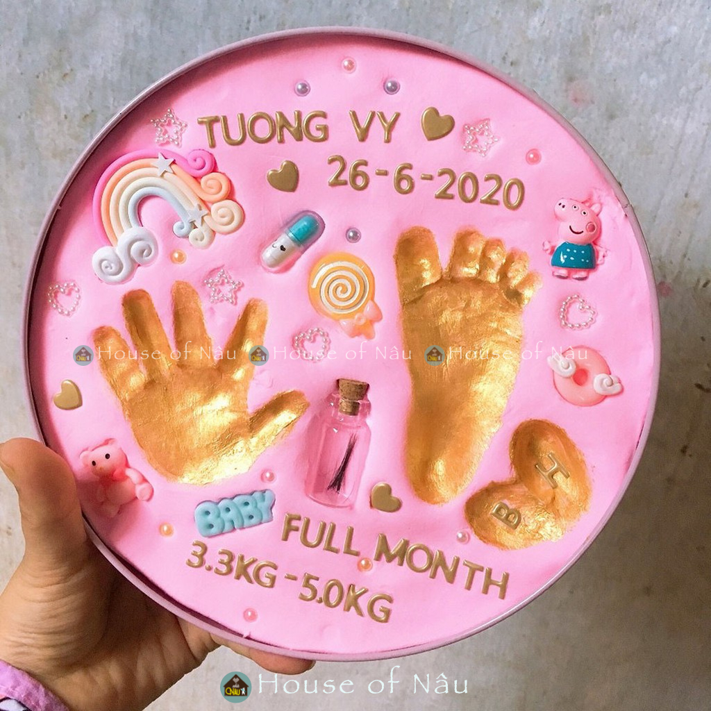 Khung in dấu tay chân kỉ niệm cho bé  - Tặng kèm chữ tên và ngày sinh