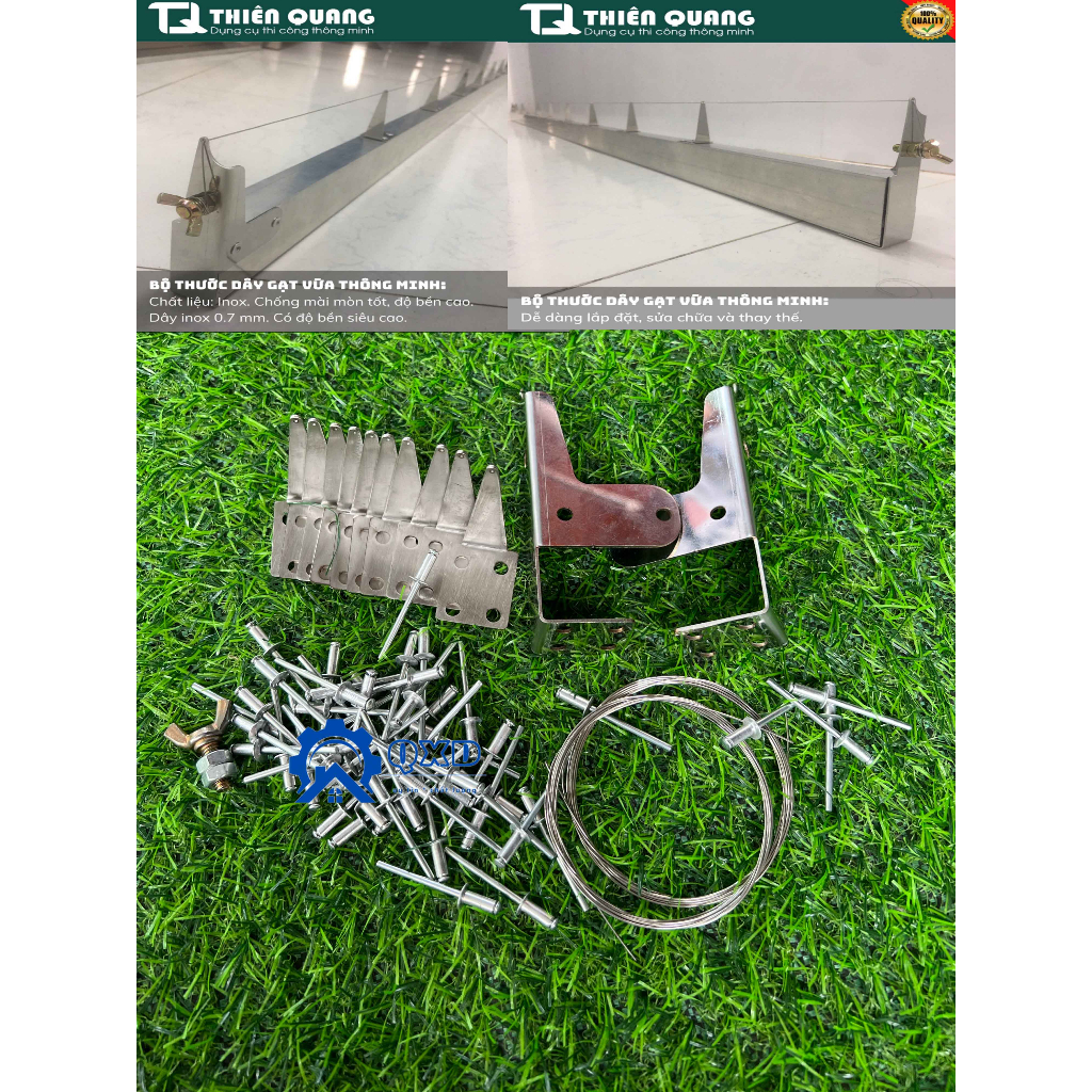 bộ lắp thước dây gạt vữa làm bằng inox 304 siêu bền, có thể thay thế và sử dụng nhiều lần giúp tiết kiệm chi phí