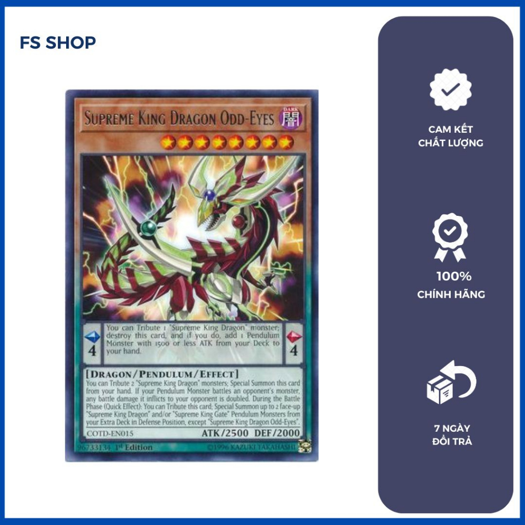Thẻ bài Yugioh Chính Hãng  Set 4 Rồng Supreme King – Rare