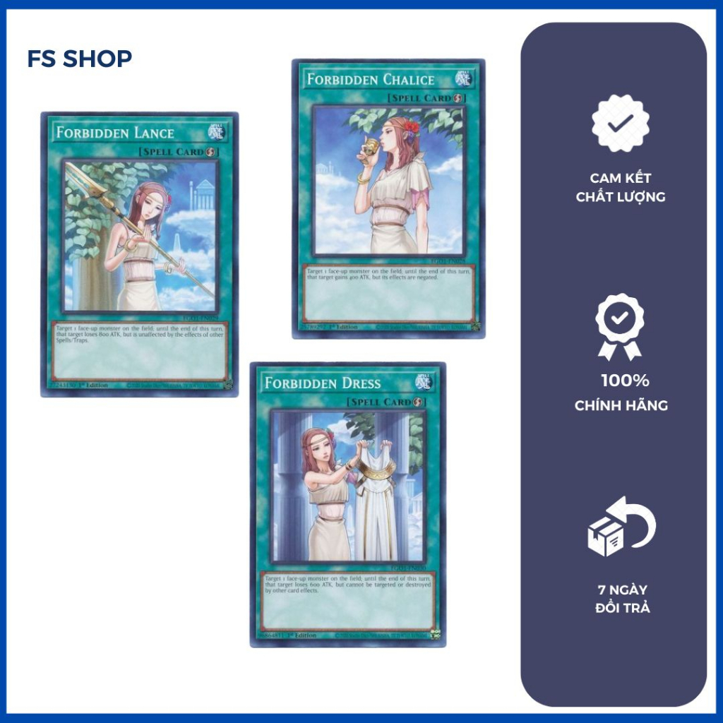 Thẻ Bài Yugioh Chính Hãng chính hãng combo 3 lá hỗ trợ Forbidden (Common)