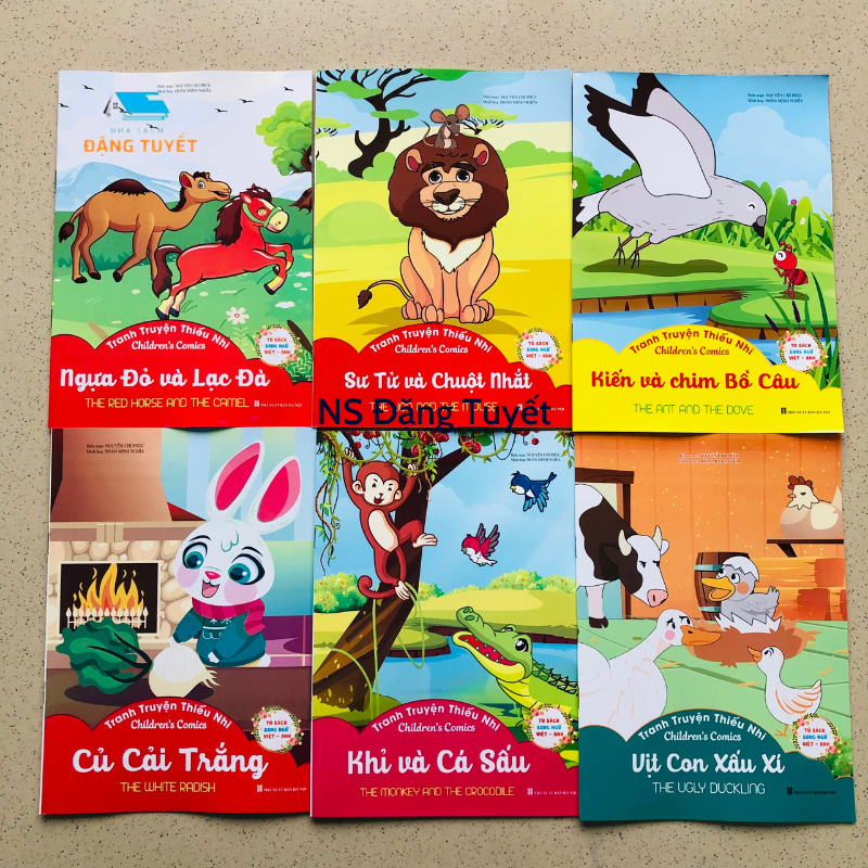 Sách - Truyện Tranh cho bé - combo 20 Quyển Truyện Cổ tích Việt Nam , Thế Giới, Ngụ Ngôn Song Ngữ Anh Việt