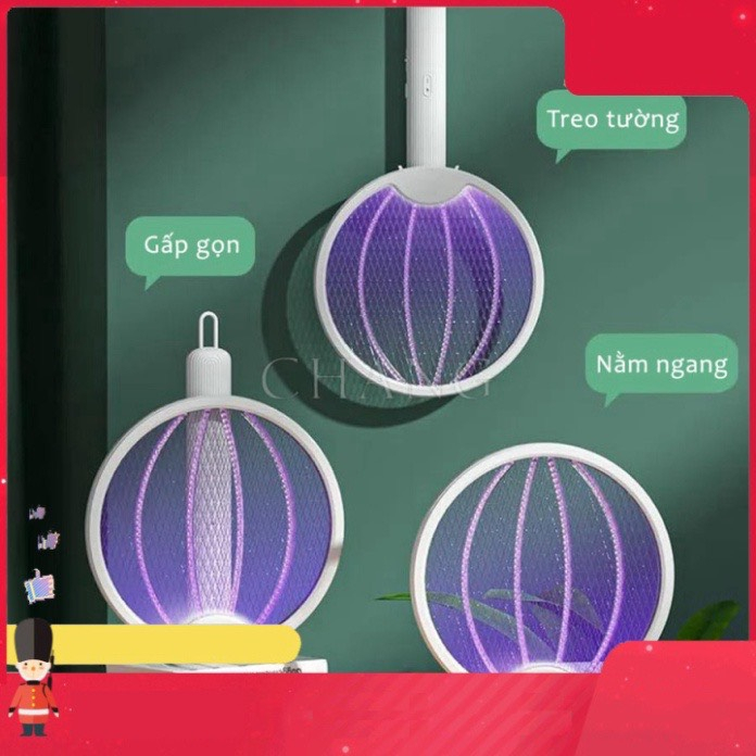 Vợt Diệt Muỗi Thông Minh Gấp Gọn 2 In 1 Kiêm Đèn Bắt Muỗi Tự Động Ban Đêm Gấp Gọn, 2 Lớp Lưới Bảo Vệ An Toàn