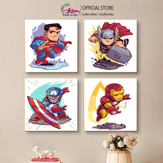 Tranh tô màu theo số siêu nhân Marvel size nhỏ cute cho trẻ em tập tô Gam