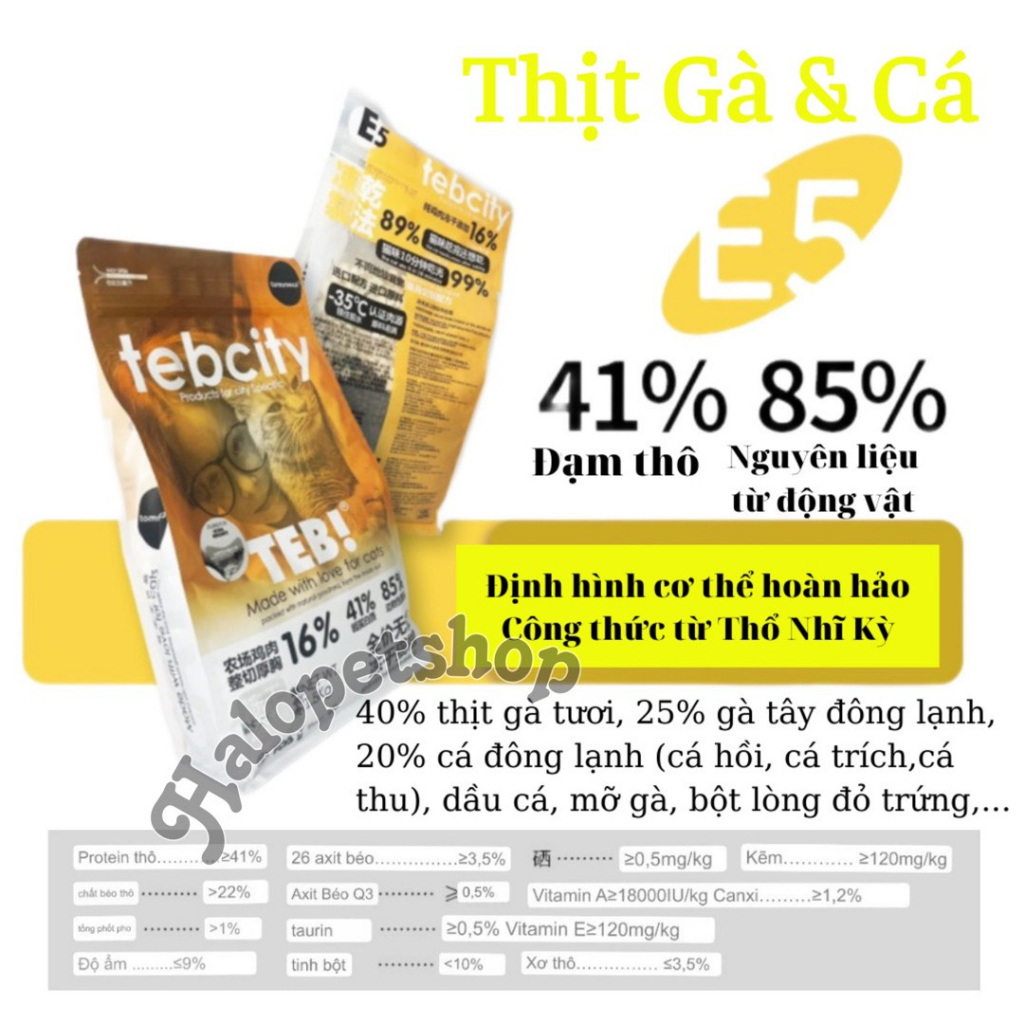 Hạt TEB City cao cấp, grain free dành cho mèo mọi lứa tuổi - Halopetshop