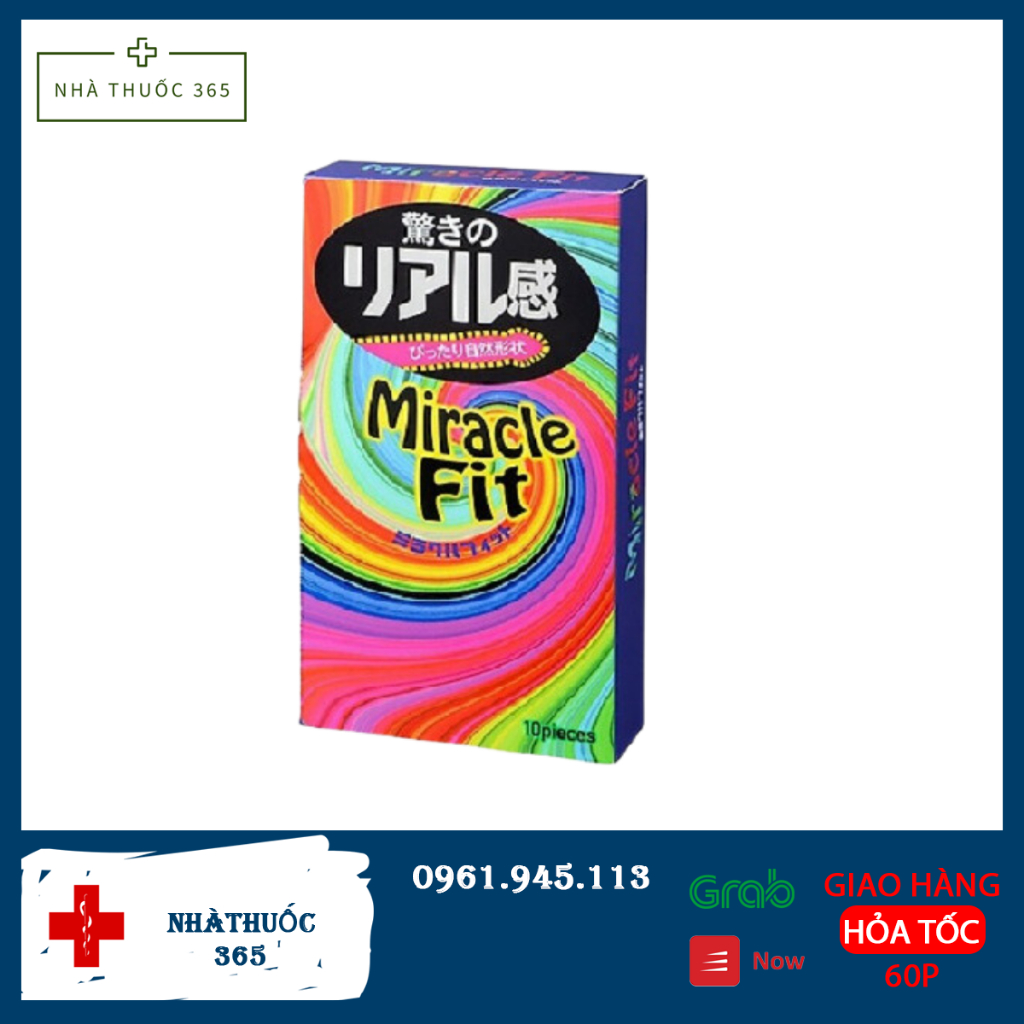 Bao cao su Sagami Miracle Fit hộp 10 chiếc - Bao cao su size nhỏ 49cm ôm sát tạo cảm giác chân thật